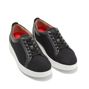 Fitflop: Rally Airmesh Knit Low-Top Sneakers, Black (size 9)